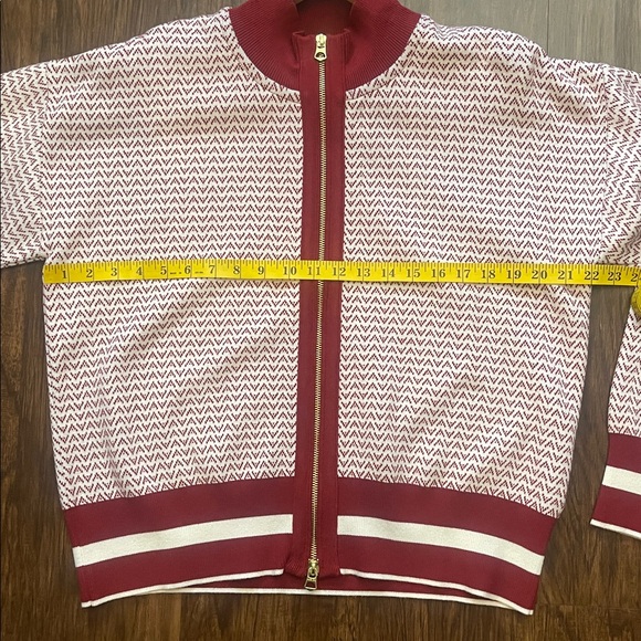 NWT Varley Red & White Walter Knit Gold double Zip Jacket Large - Picture 12 of 16